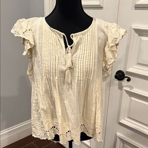 Jennifer and Grace Ivory Ruffle Sleeve Women's Blouse
